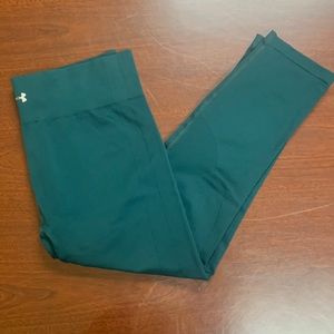 Under Armour Heat Gear 3/4 Length Leggings - GREEN, Size Large